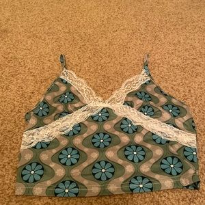 Shein floral and lace cropped tank